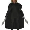 Viking Norse Medieval 60" Black Long Cape Cloak Faux Fur Collar Fancy Dress