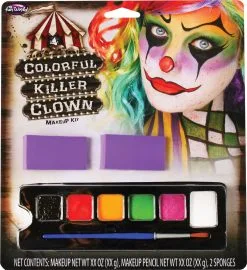 Adults Colorful Killer Clown Halloween Harlequin Style Fancy Dress Makeup Kit