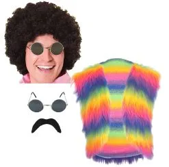 Mens 70s Glam Rocker Disco Dave Fur Waistcoat Afro Tash & Glasses Kit Fancy Dress -Halloween Shop 123e0194 55c3 4d22 836b da503bbe11c1 99097.1632148709