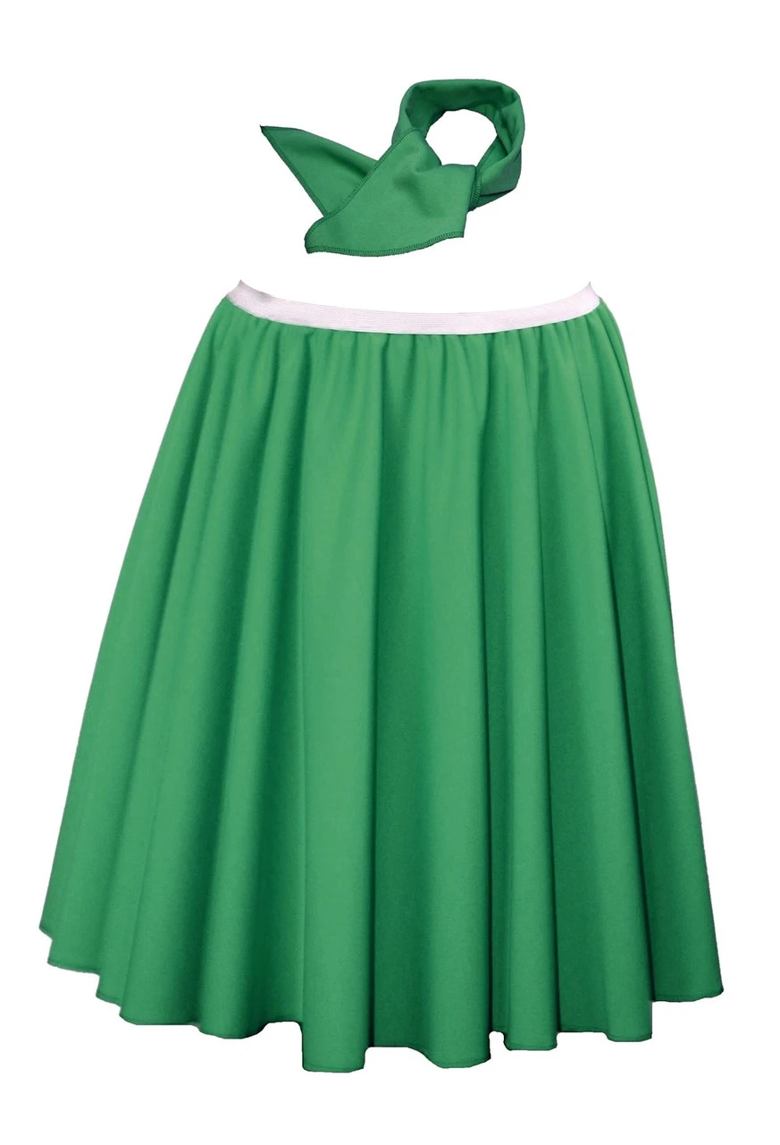 Ladies 22" Length Emerald Green Rock N Roll Skirt & Neck Tie St Patricks Day Fancy Dress 4 Ladies 22" Length Emerald Green Rock N Roll Skirt & Neck Tie St Patricks Day Fancy Dress - Image 4