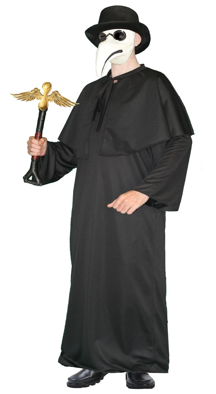 Adults Plague Doctor Top Hat Mantle & Robes Halloween Fancy Dress Costume 1 Adults Plague Doctor Top Hat Mantle & Robes Halloween Fancy Dress Costume