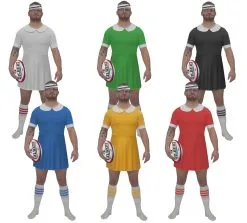 Mens Coloured Rugby Dress All Nations Sports Supporter Stag Party Fancy Dress