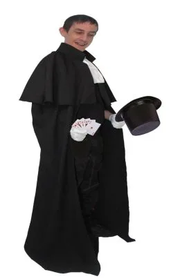 Adults Black 4pc Magician Fancy Dress Costume Ultimate Magic Man Set