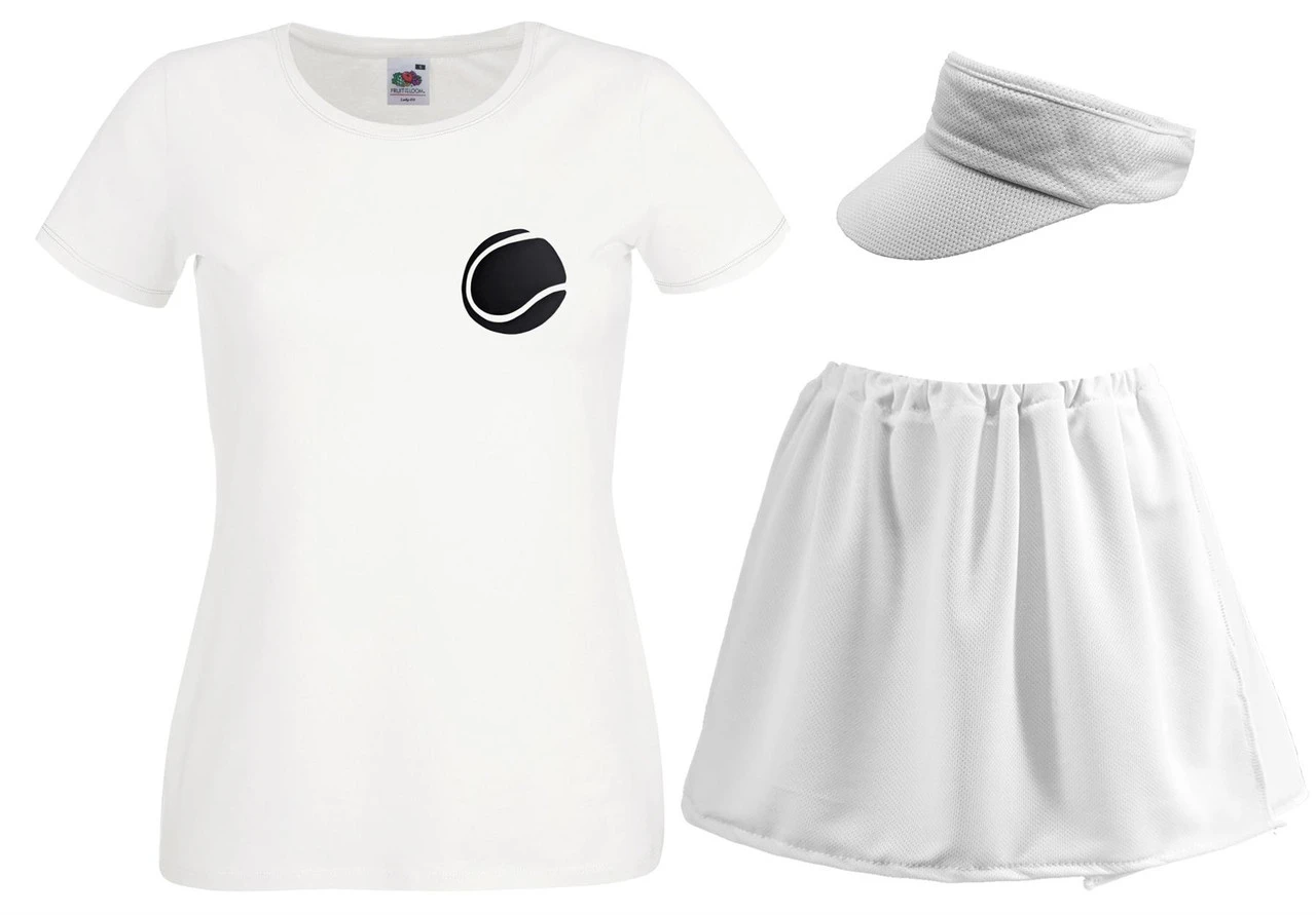 Ladies Tennis Player Skirt, T-Shirt & Visor Sports Day Fancy Dress Costume 5 Ladies Tennis Player Skirt, T-Shirt & Visor Sports Day Fancy Dress Costume - Image 5