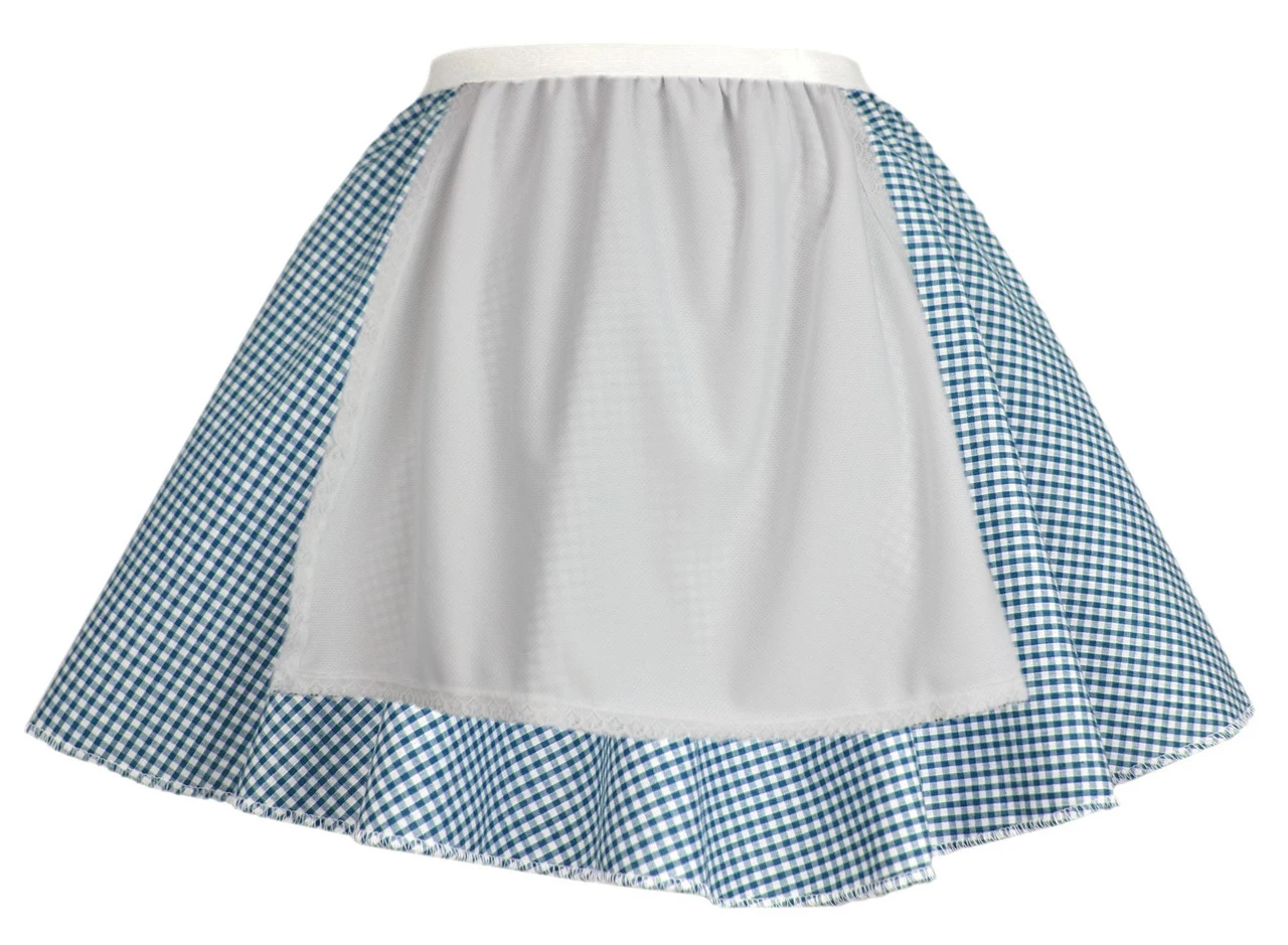 Ladies Blue Gingham Skater Skirt With Apron COWGIRL Barn Dance Harvest Fancy Dress 1 Ladies Blue Gingham Skater Skirt With Apron COWGIRL Barn Dance Harvest Fancy Dress