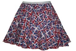 Adults Great Britain Supporters GB Union Jack Union Flag Kings Coronation King Charles Fancy Dress 15" Skater Skirt