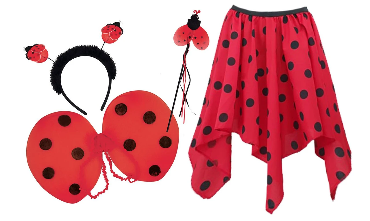 Ladies Ladybird Handkerchief Skirt & Wings Set Insect World Book Day Fancy Dress Costume 2 Ladies Ladybird Handkerchief Skirt & Wings Set Insect World Book Day Fancy Dress Costume - Image 2