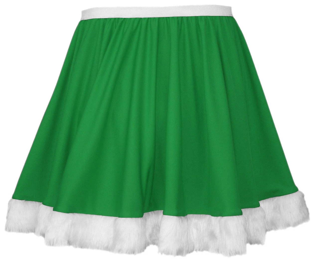 Ladies Green X-Mas Elf Full Circle 15" Skater Skirt With White Faux Fur Trim Christmas Fancy Dress 3 Ladies Green X-Mas Elf Full Circle 15" Skater Skirt With White Faux Fur Trim Christmas Fancy Dress - Image 3