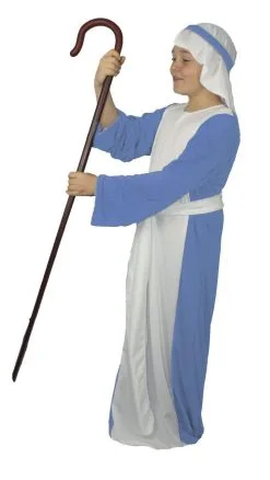 Childrens Sky Blue Shepherd Costume Kids Christmas Nativity Wise Man Fancy Dress