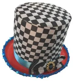 Adults Mad Hatter Checkered Top Hat Wonderland Fancy Dress Costume Accessory [One Size]