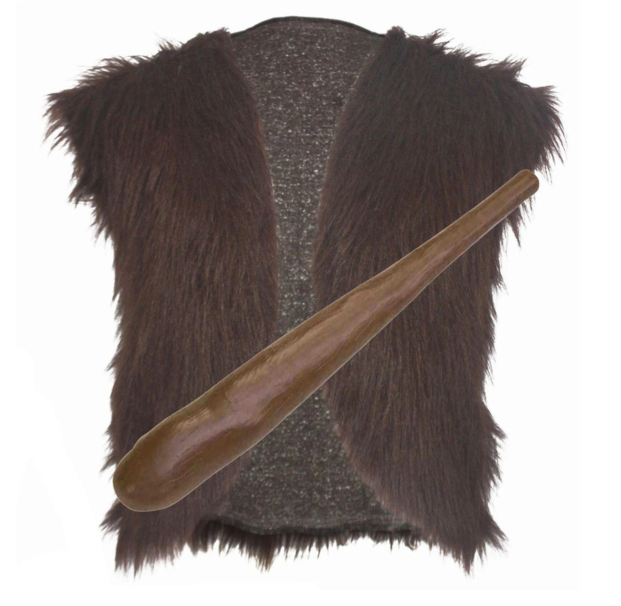 Unisex Caveman Prehistoric Waistcoat & Club Animal Fur Fancy Dress Set 6 Unisex Caveman Prehistoric Waistcoat & Club Animal Fur Fancy Dress Set - Image 6