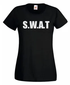 Womens Black SWAT Police Riot Team Special Forces Squad T-Shirt