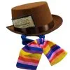 Childs Chocolate Factory Boss Top Hat, Cravat & Golden Ticket World Book Day Movie Fancy Dress Costume Accessory