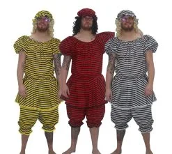 Adults Striped Panto Dame Ugly Sisters Complete Fancy Dress Costume Stag Party