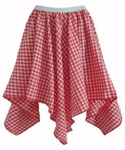 Childs Red Gingham Country Girl Line Dancing Western Fancy Dress Handkerchief Skirt