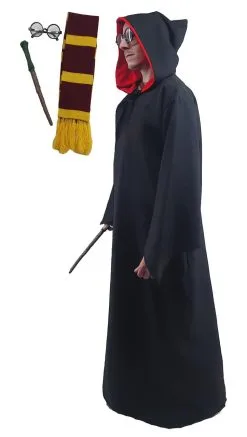 School Boy Wizard World Book Day Halloween Fancy Dress Costume [One Size] CAPE GLASSES WAND SCARF