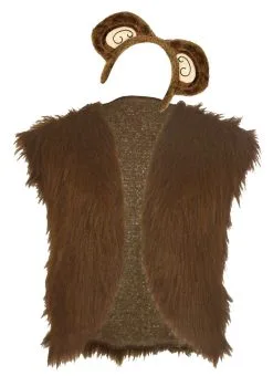 Childs Monkey Faux Fur Waistcoat & Ears Safari Zoo Wildlife Animal Fancy Dress