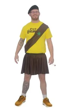 Mens Pot Brownie Costume Girl Scout Cookies Festival Fancy Dress 420 Weed UK