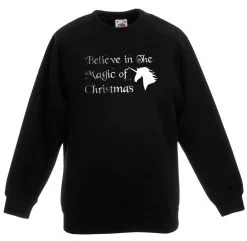 Believe In The Magic Of Christmas Unisex Jumper Sweatshirt Unicorn Festive
