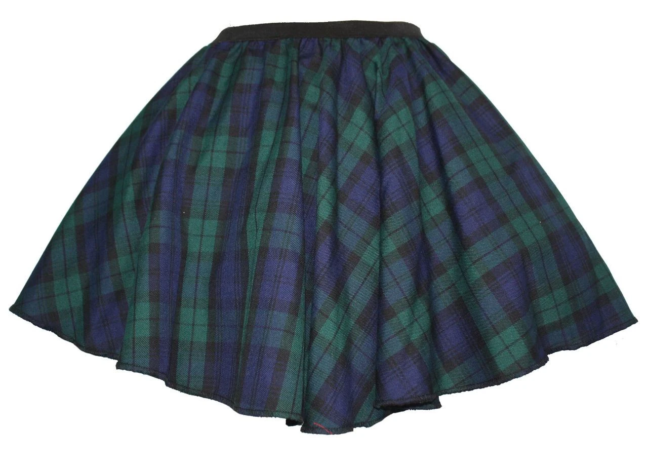 Ladies Black Watch Tartan Full Circle Skater Skirt With Elasticated Waistband 2 Ladies Black Watch Tartan Full Circle Skater Skirt With Elasticated Waistband - Image 2