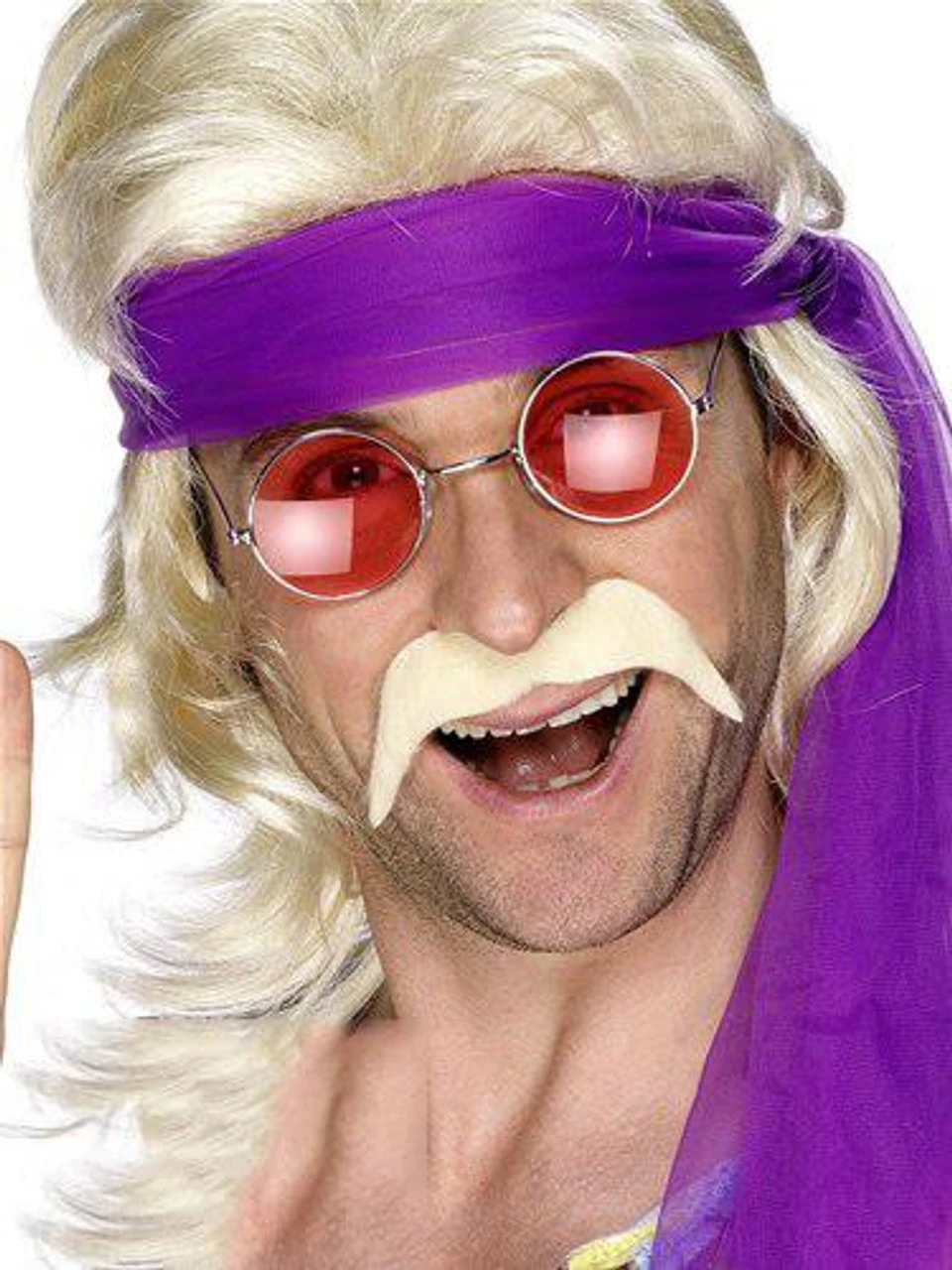Smiffys Moustache Seventies Blonde White 1 Smiffys Moustache Seventies Blonde White