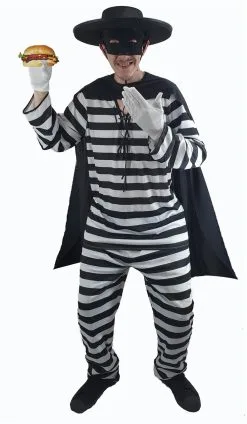 Fast Food Beef Burglar 1980's 1990's Fancy Dress Costume