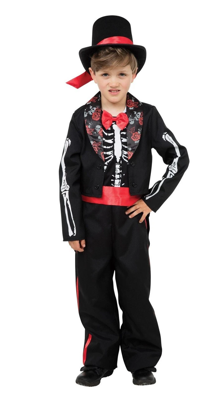Boys Large Day Of The Dead Halloween Fancy Dress Costume 1 Boys Large Day Of The Dead Halloween Fancy Dress Costume