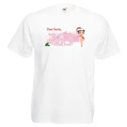 Betty Boop Naughty Girl Dear Santa Christmas Xmas Mistletoe Unisex T-Shirt