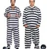 Adults Prisoner Convict Jail Chain Gang Stag Party Fancy Dress Costume [2Sizes]