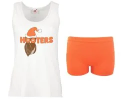 Ladies Christmas Special Hooters Bar Girl Vest & Hotpants Fancy Dress
