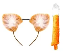 Unisex 2pc Fox Ears & Tail Set Instant Fancy Dress Head Accessory