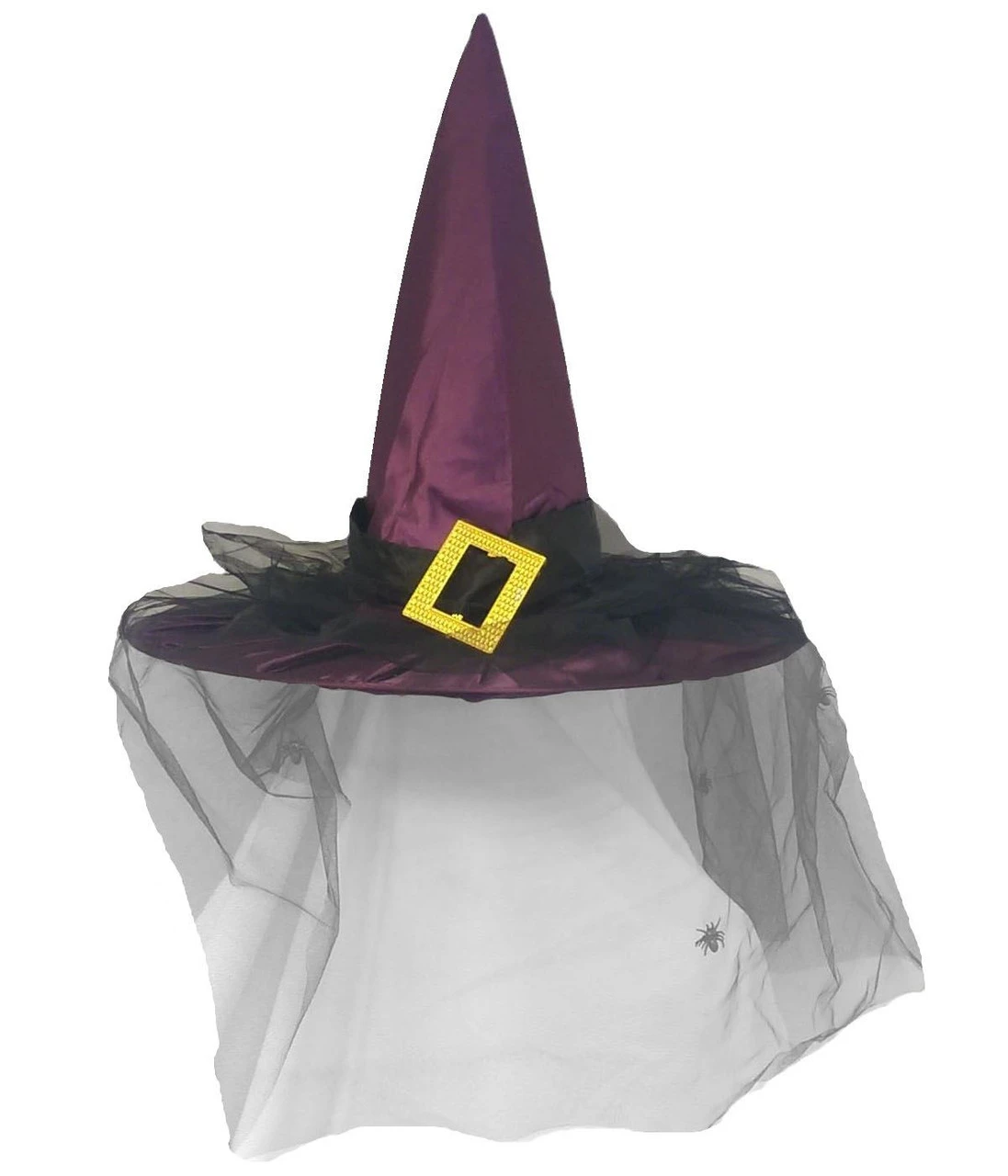 Ladies Purple Witch Hat With Metal Buckle Halloween Fancy Dress Accessory 1 Ladies Purple Witch Hat With Metal Buckle Halloween Fancy Dress Accessory