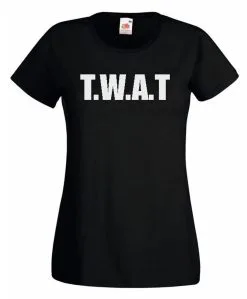 Ladies Black TW*T Logo T-Shirt Shirt Parody T.W.*.T SWAT Funny S.W.A.T Swat