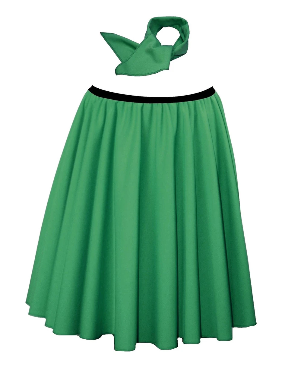 Ladies 22" Length Emerald Green Rock N Roll Skirt & Neck Tie St Patricks Day Fancy Dress 3 Ladies 22" Length Emerald Green Rock N Roll Skirt & Neck Tie St Patricks Day Fancy Dress - Image 3