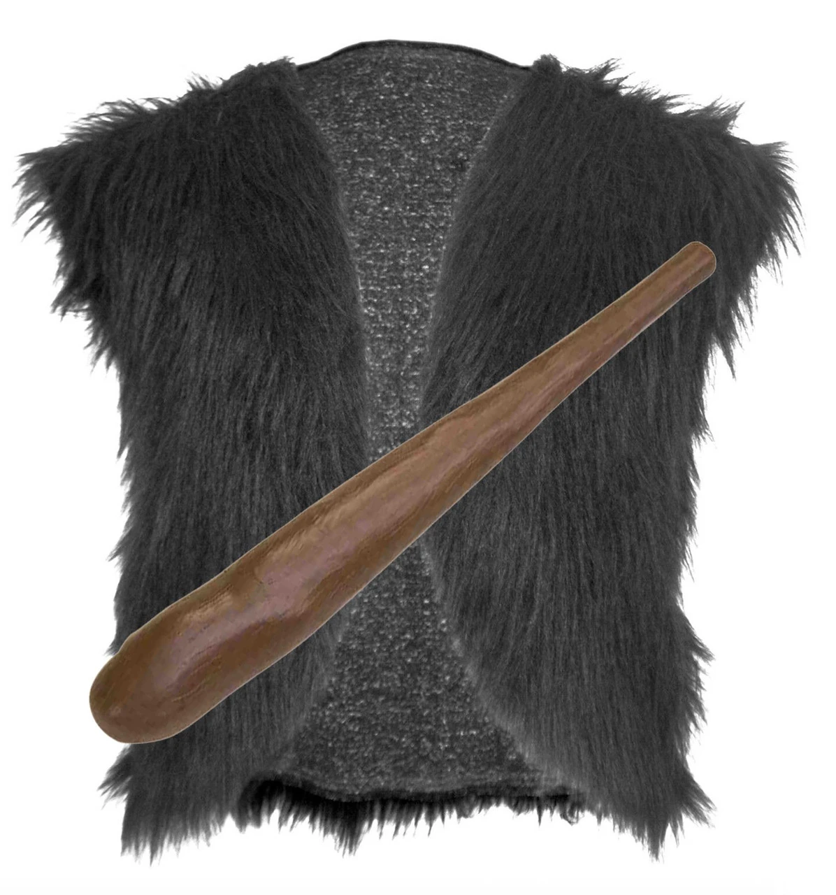 Unisex Caveman Prehistoric Waistcoat & Club Animal Fur Fancy Dress Set 9 Unisex Caveman Prehistoric Waistcoat & Club Animal Fur Fancy Dress Set - Image 9