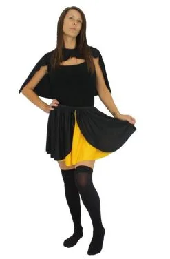 Adults Bat Babe Skirt & Cape Comic Superhero Fancy Dress Costume [2 Sizes]