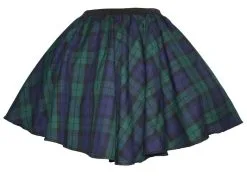 Ladies Black Watch Tartan Full Circle Skater Skirt With Elasticated Waistband