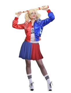 Ladies 15" Harley Quinn Harlequin Super Villain Fancy Dress Skater Skirt
