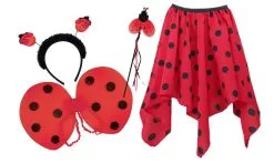 Ladies Ladybird Handkerchief Skirt & Wings Set Insect World Book Day Fancy Dress Costume