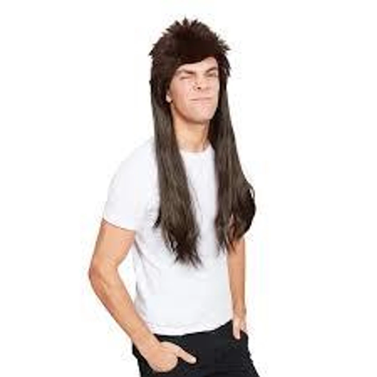 Long Black 70's 80's Mullet Wig Trailor Trash Fancy Dress & Cos Play 1 Long Black 70's 80's Mullet Wig Trailor Trash Fancy Dress & Cos Play
