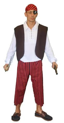 Childs Striped Pirate Deck Hand Crew Cabin Boy 3pc Fancy Dress Set