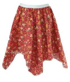 Adults Christmas Ginger Bread Handkerchief Skirt Xmas Design