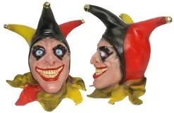 Full Head Buffon Evil Wicked Jester Latex Hand Painted Clown Fancy Dress