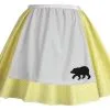 Ladies Goldilocks Yellow Gingham Fancy Dress Skater Skirt - Printed Bear Apron