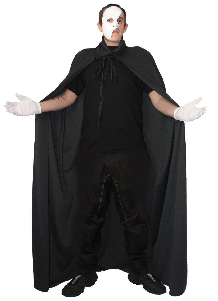 Adults Unisex Phantom Of The Opera Costume - Plastic Mask / Cape / Gloves 1 Adults Unisex Phantom Of The Opera Costume - Plastic Mask / Cape / Gloves
