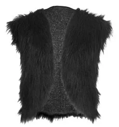 Childs 8-12 Yrs Black Bear Animal Faux Fur Waistcoat Mountain Man Fancy Dress