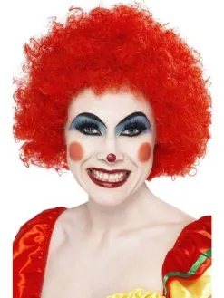 Ladies Crazy Clown Red Curly Fancy Dress Circus Afro Wig