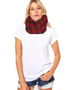 Unisex Adults Red Gold Tartan Snood Burns Night Fancy Dress Accessory