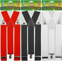 Black White Unisex Braces Adjustable Suspenders Gangster Fancy Dress Uk