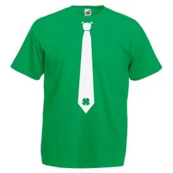 Mens Ireland Kelly Green Irish Four Leaf Clover Paddys Day Tie T-Shirt